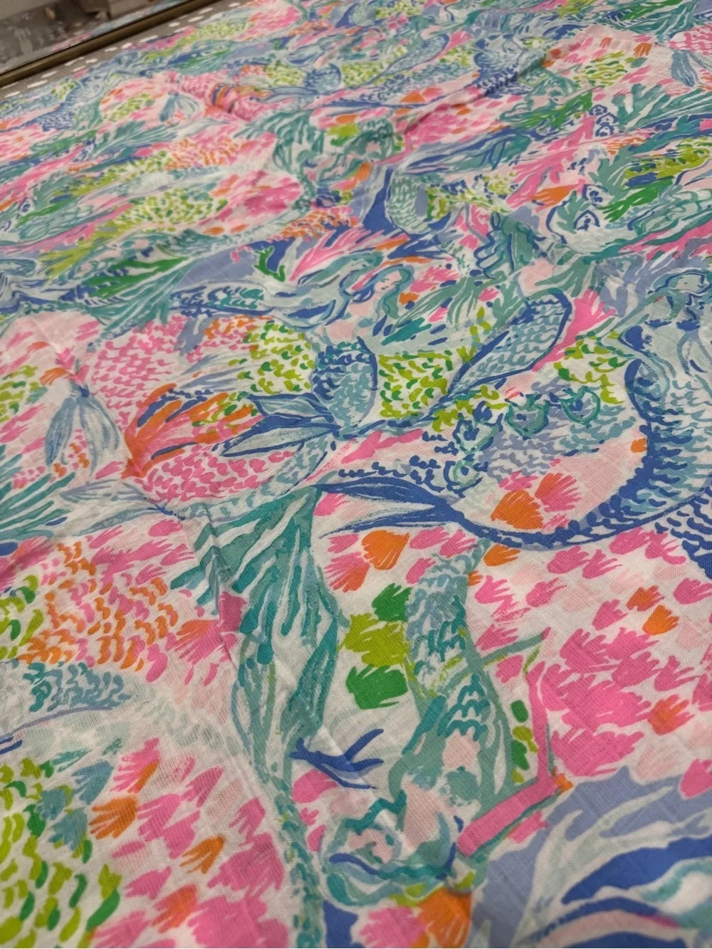 Pottery Barn Kids x Lilly Pulitzer Mermaid Cove baby swaddling blanket cotton